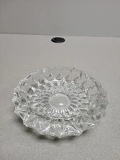 Vintage Heavy Mid Century MCM Crystal Cut Glass Ashtray 7" X 2"