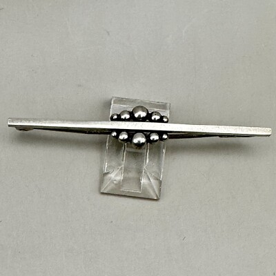 Danish Modernist Bar Pin Brooch Silver Graduated Beads Thora Christiansen Signed