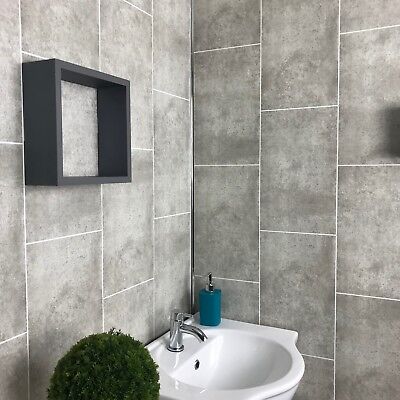 Cutline Grey Tile Effect Bathroom  Wall  Panels  PVC Shower 