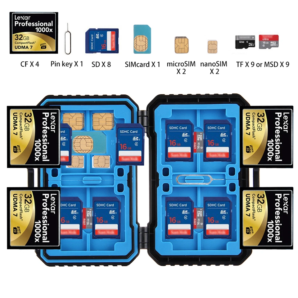 27 in 1 Card Case for 4CF+8SD+9TF+1Card PIN+1Standard SIM+2Micro-SIM+2Nano-SIM - Image 3 of 4