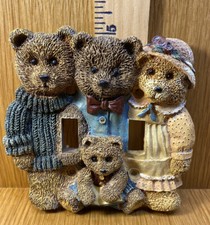 Ceramic Handcrafted 3D 4 Teddy Bears Light 2 Toggle Switch Cover Plate Nursery
