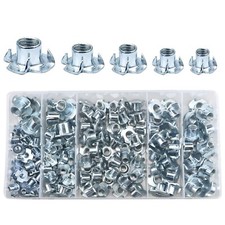 151 Pcs Four Pronged T-Nut Assortment, Threaded Insert Tee Nuts Kit,Captive Bolt