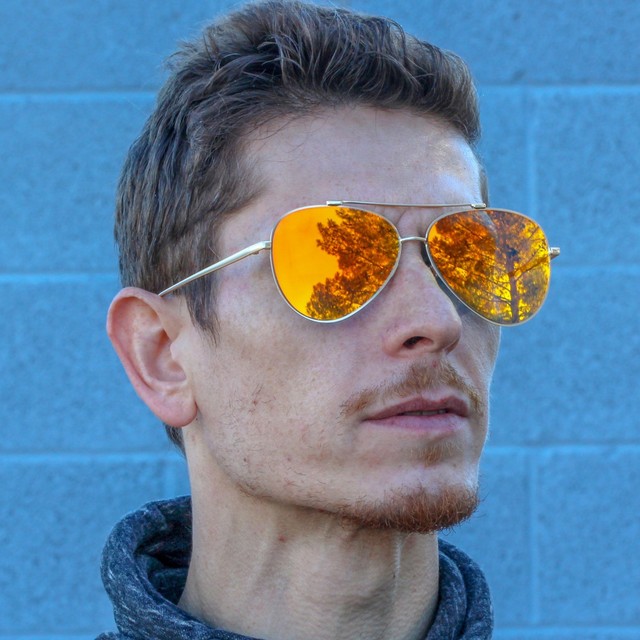 Orange Yellow Men Women Sunglasses Aviator Mirrored Metal Oversized Glasses New eBay