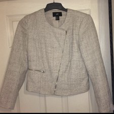 Grey Woven Jacket With Silver Accent H&m. Asymmetrical Zipper