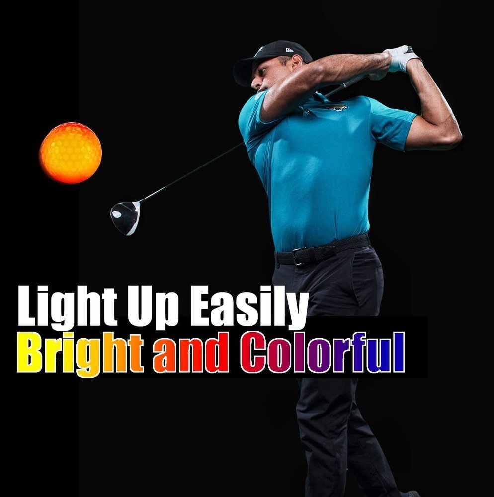 8set 12Pcs Golf Balls Glow In The Dark Night LED Light Up Luminous