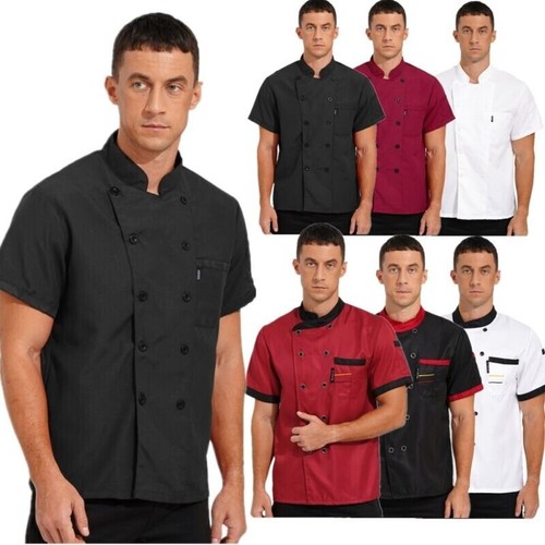 Mens Womens Long Sleeve Chef Jacket Coat Restaurant Kitchen Cook Shirt Work Tops - Picture 2 of 53