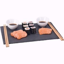 Sushi Serving Set- Slate, Bowls, Chopsticks 7 Pieces Tableware Dinnerware For 2