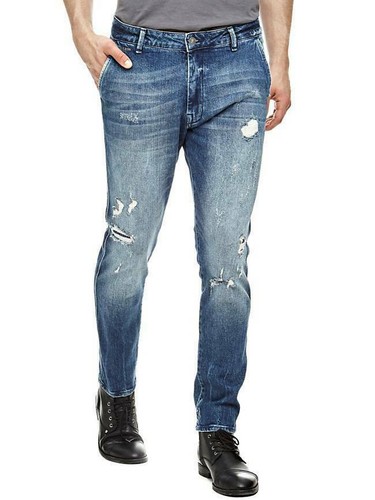 PANTALONE JEANS UOMO GUESS M64A09D2D30 REFD DENIM COTONE BLU PE NUOVO | eBay