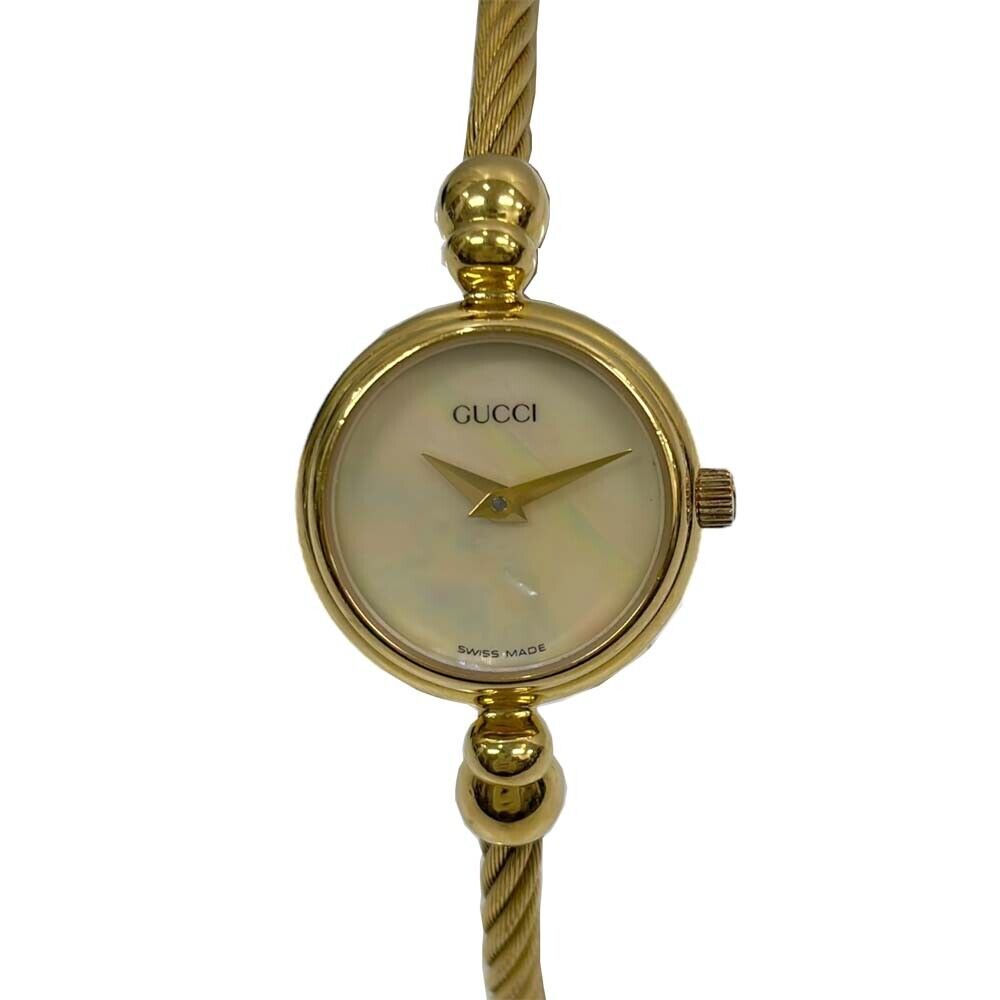 GUCCI WATCH 2700.2.L BANGLE WATCH WHITE SHELL DIAL GOLD GUCCI WATCH 2700.2.L BANGLE WATCH WHITE SHELL DIAL GOLD