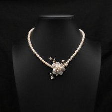 Collana Barocco Perla Bianca Mare del Sud Regolabile Fiore Chiusura Oro 14k P