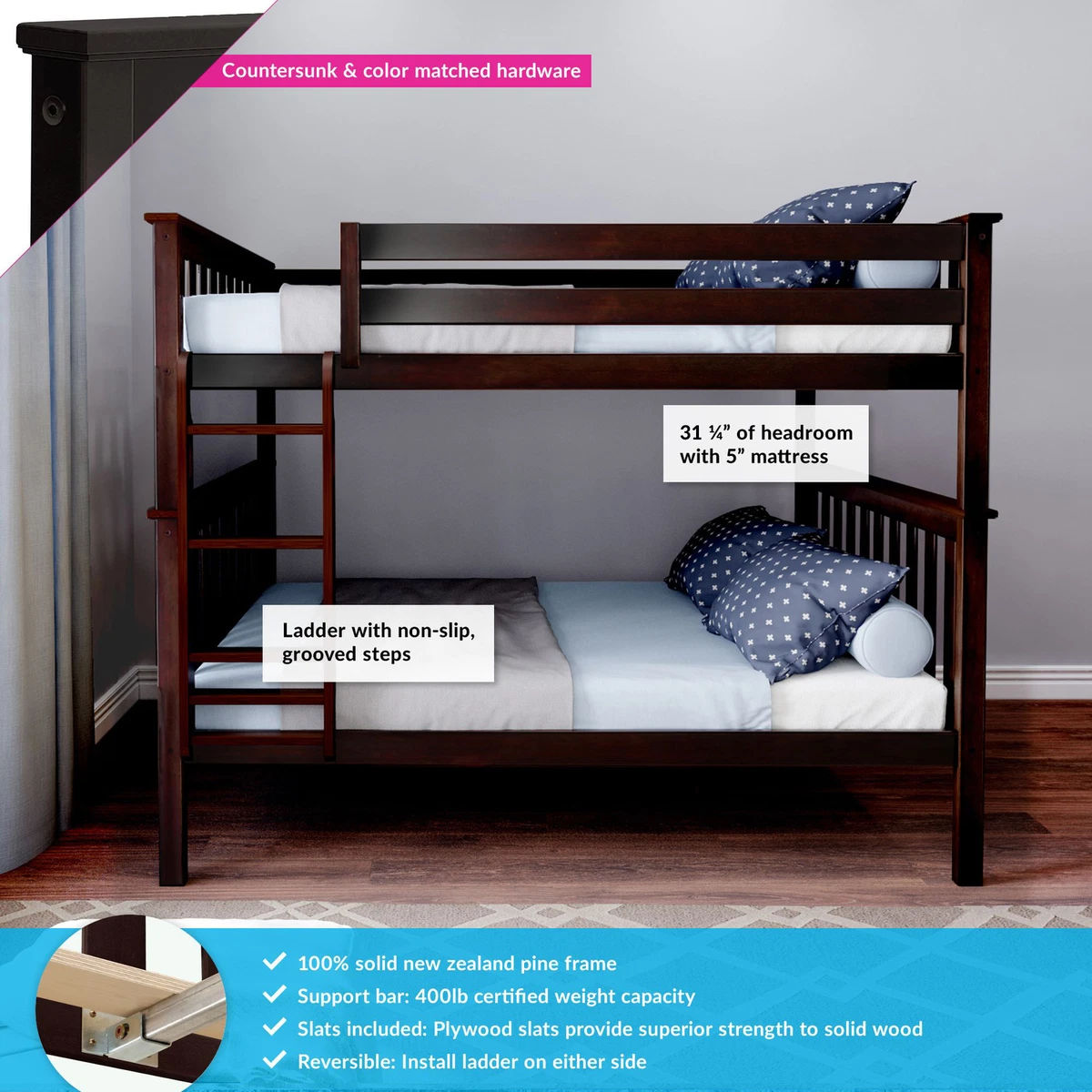Max and lily full over full bunk bed deals