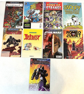 Lot Of 9~Free Comic Book Day Comics~Blood Hunt-Young Jedi-Tons Of Strange-Snoopy