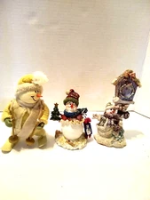 Lot of 3 Ceramic and Resin Snowmen (One Enesco)