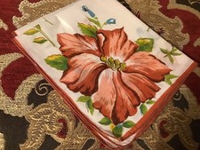 Vintage Peach Rust Floral Hankie VGC