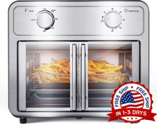 Horno freidora de aire con puertas francesas dobles hornear asar asar y asar NEW