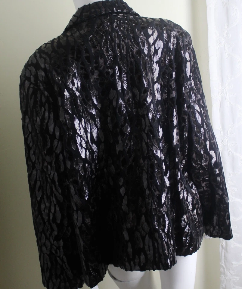 NWT Bamboo Traders Sz 2X SOFT Glam Brown Black Art-Wear Faux-Fur Blazer Jacket - Image 3 of 4