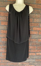 Black Beaded Dress Size 4 Sleeveless Flattering Fit Lined Evening Cocktail Party