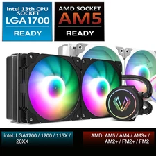 Vetroo V240 Liquid CPU Cooler 240mm RGB&PWM Pump&Fan 250W TDP AIO Water Cooler