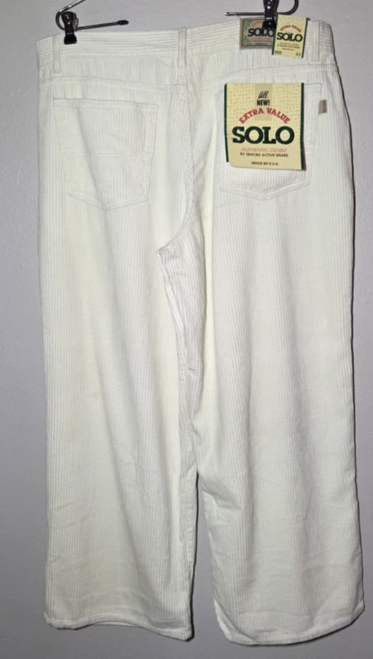Pantalones de pana blancos Solo Semore de colección años 90 Y2K EE. UU. Skate holgados nuevos con etiquetas talla 42 Foto 2 de 4