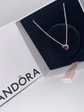 Pandora Red Heart Shaped Necklace 925 Sterling Silver