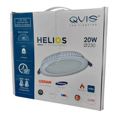 QVIS Helios 20W LED Slimline Downlight Ø230 IP65 Recessed White Panel 4000K