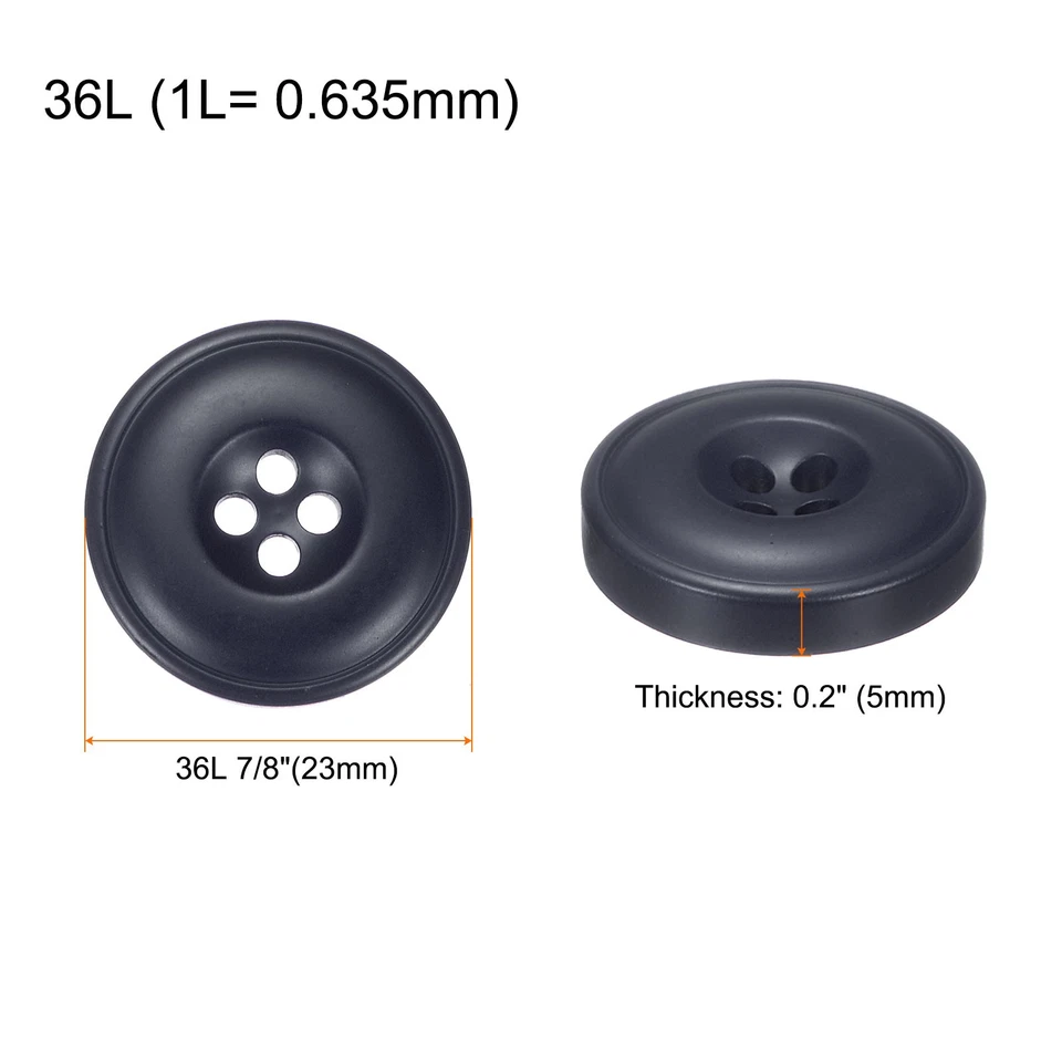 Nähknöpfe,23mm,Kunstharz,rund,flach,4 Löcher,DIY-Bastelknöpfe,Dunkelblau,10Stk - Bild 2 von 4