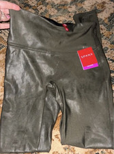 Spanx Olive Faux Leather Full Length Ankle Leggings Women s Size S New with Tags