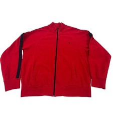 00105 - VTG Polo Ralph Lauren 1990s Full Zip Fleece Jacket Men's Large Red/Navy