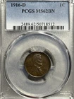1916-D Lincoln Cent MS62 BN