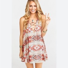 Show Me Your Mumu Rancho Mirage Lace up tunic dress boho southwestern S