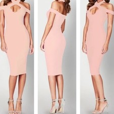 Nookie Hollywood Midi Blush Pink Dress with Cutouts XS NWT