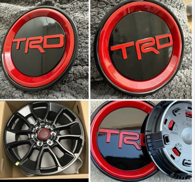 #ad 4x Wheel hub center caps For Toyota Black and Red Tacoma Tundra Sequoia TRD CAP* $36.98