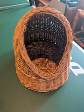 Vintage Rattan Wicker Cat House Bed 15x14x17