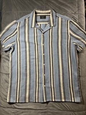 Primark Blue White Black Striped Shirt Men's XXL Regular Fit