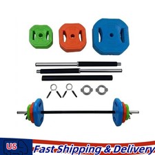 Barbell 40 lb Weight Set With Bar For Home Fitness Gym Full Body Workout