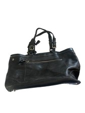 Coach Black Signature Tote Bag Silver Hardware Zip Closure Inner/Outer Pockets
