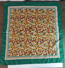 Vintage 60s 70s 100 Polyester 25.5x26" Made In Italy, Flowered Scarf Green