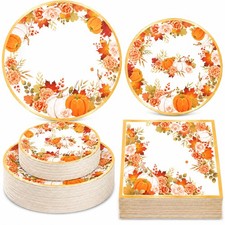 150Pcs Fall Paper large, Floral Plates and Napkins Party Supplies