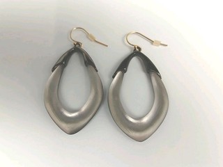 Alexis Bittar Resin Silver Grey & Black Earrings SIgned