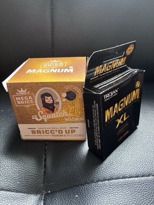 Dr. Squatch Bricc'd Up Trojan Soap MEGA BRICC and  MAGNUM Condom Set