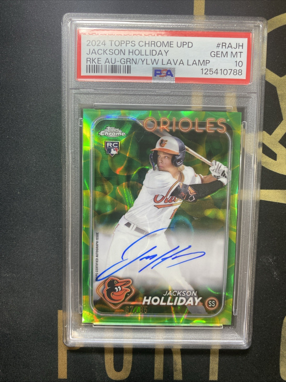 2024 Topps Chrome Update Jackson Holliday Rookie Auto Green Lava /85 PSA 10