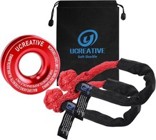 Red Recovery Ring and 2PCS Red Soft Shackle (1/2 Inch x 22 Inch) kit for Red