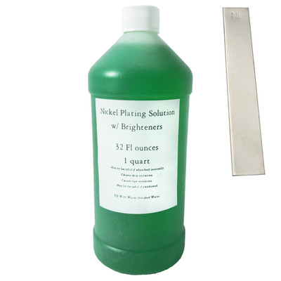 Bright Nickel Plating Solution 1 Quart with Anode, Electroplating, 32oz