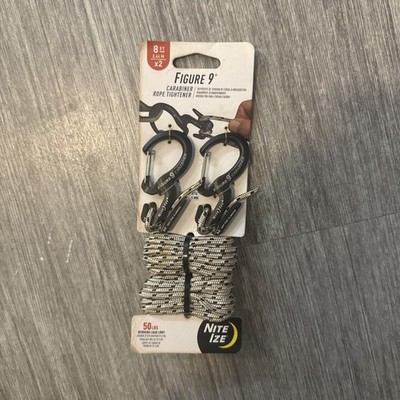 Figure 9 Carabiner Rope Tightener - 2 Pack - Small - Black with Rope - Black