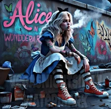 Alice In Wonderland Ai Art 4 Inch Vinyl Sticker Decal Laminated weatherproof 