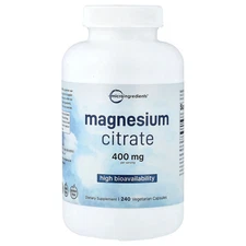 Magnesium Citrate, 240 Vegetarian Capsules (133 mg per Capsule)