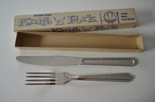 60s Vintage Novelty super size Knife 'n' Fork, for Big Eaters H. Fishlove & Co. 