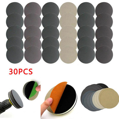 30x Wet and Dry Sanding Disc n 125mm 5'' Hook and Loop Fastener Sandpaper Set
