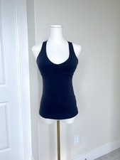prAna Layna Navy Yoga Tank Top Criss Cross Strappy Back Built-In Shelf Bra