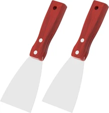 Putty Knife, 2PCS 3 Inch Stainless Steel Scraper Tool, Wooden Handle Metal Spack